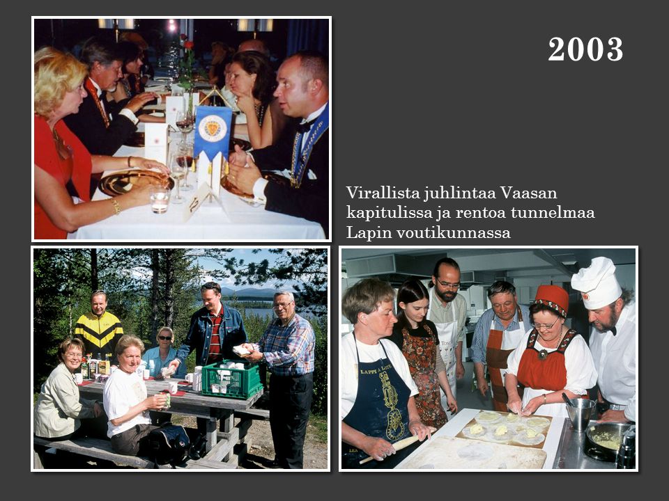 2003 Virallista juhlintaa Vaasan kapitulissa ja rentoa tunnelmaa Lapin voutikunnassa