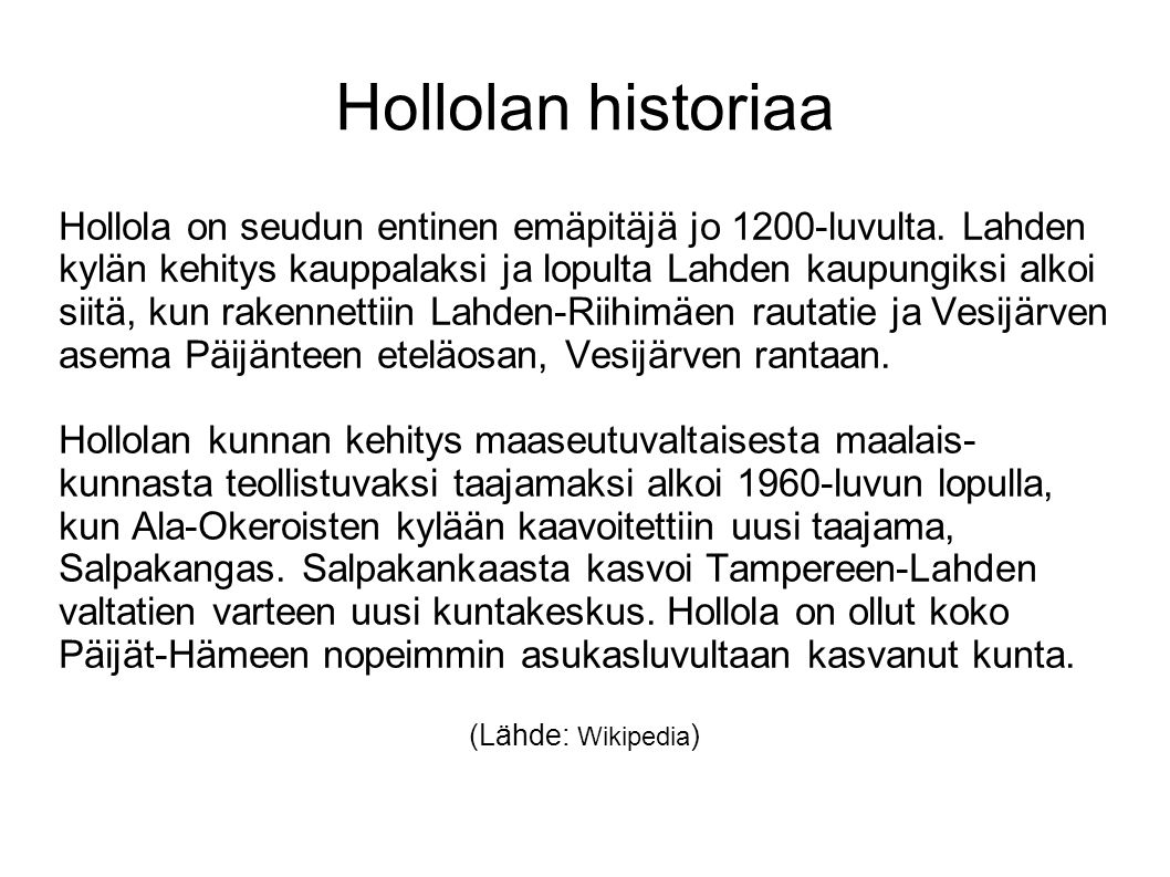 Hollolan historiaa