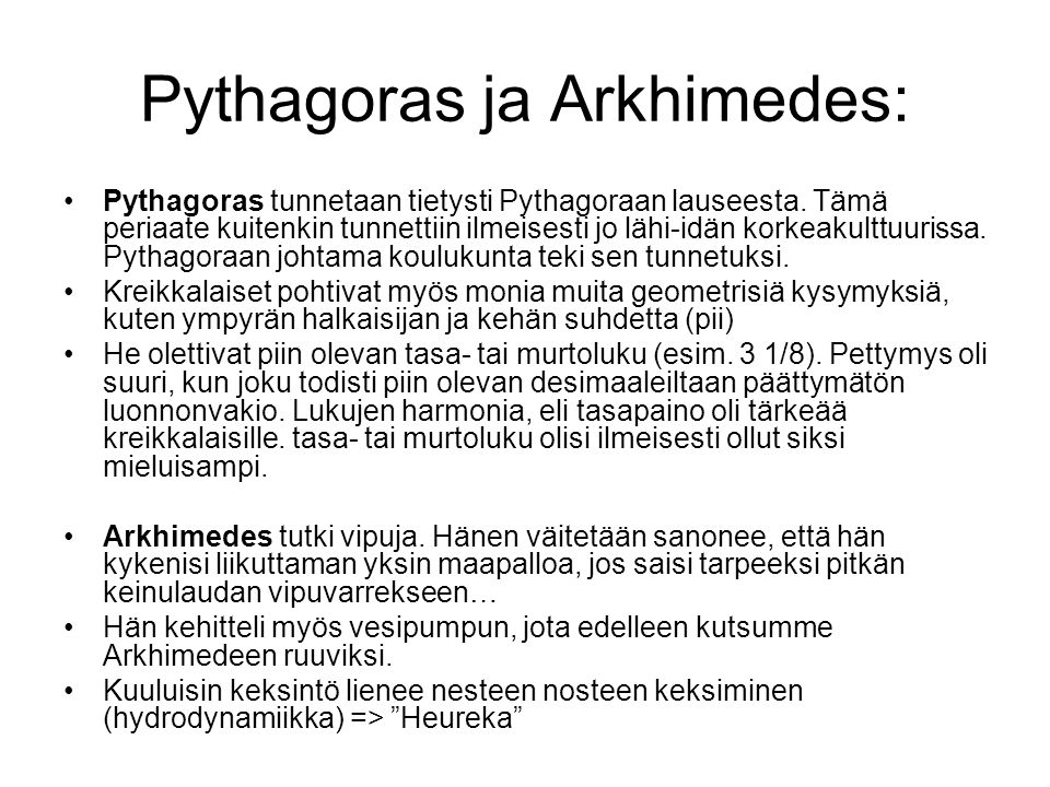 Pythagoras ja Arkhimedes: