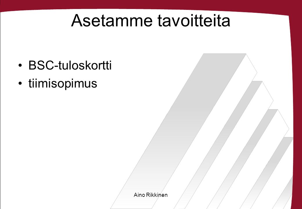 Asetamme tavoitteita BSC-tuloskortti tiimisopimus Aino Rikkinen