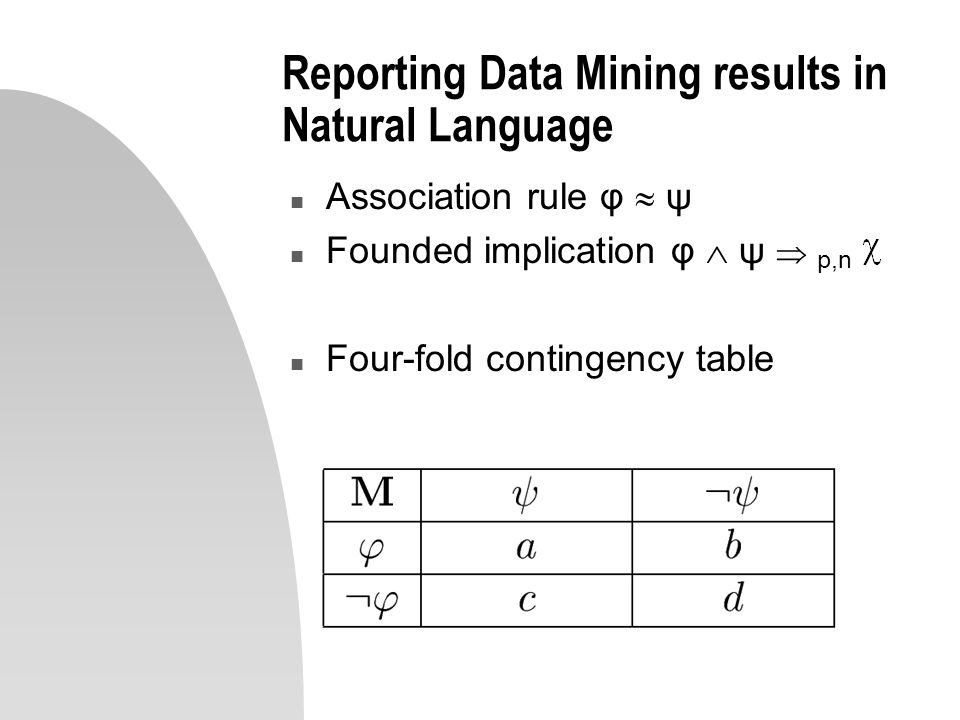 Reporting Data Mining results in Natural Language