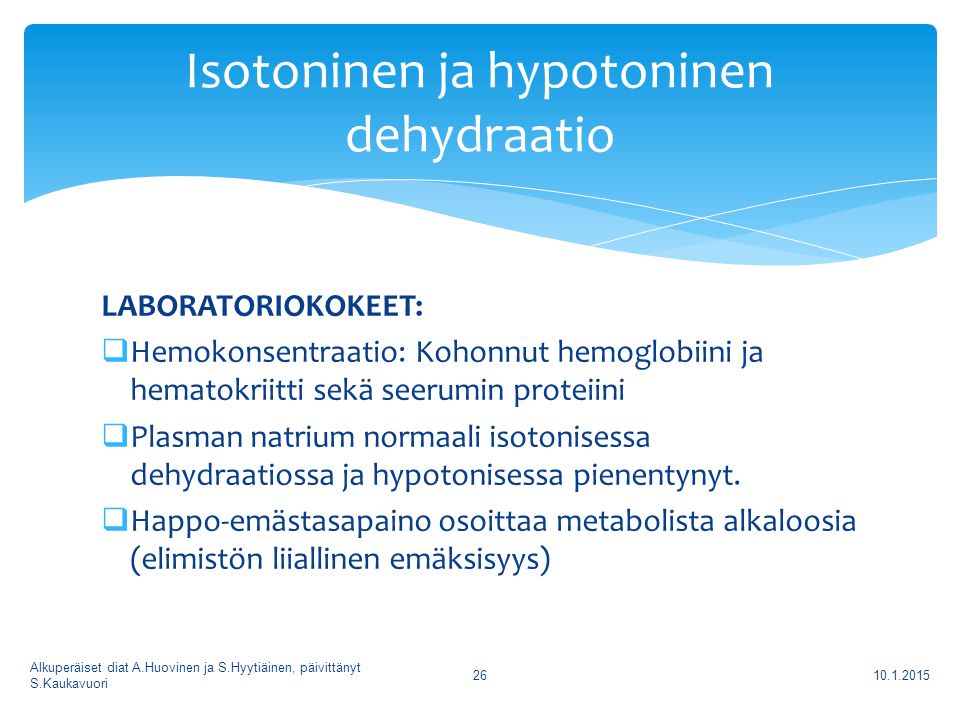 Isotoninen ja hypotoninen dehydraatio