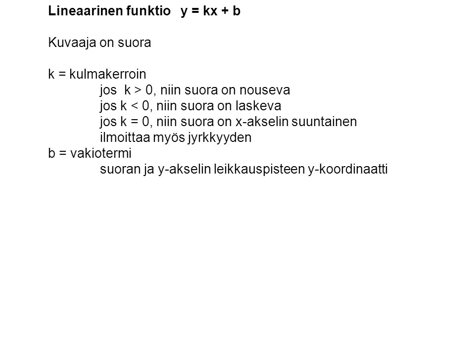 Lineaarinen funktio y = kx + b