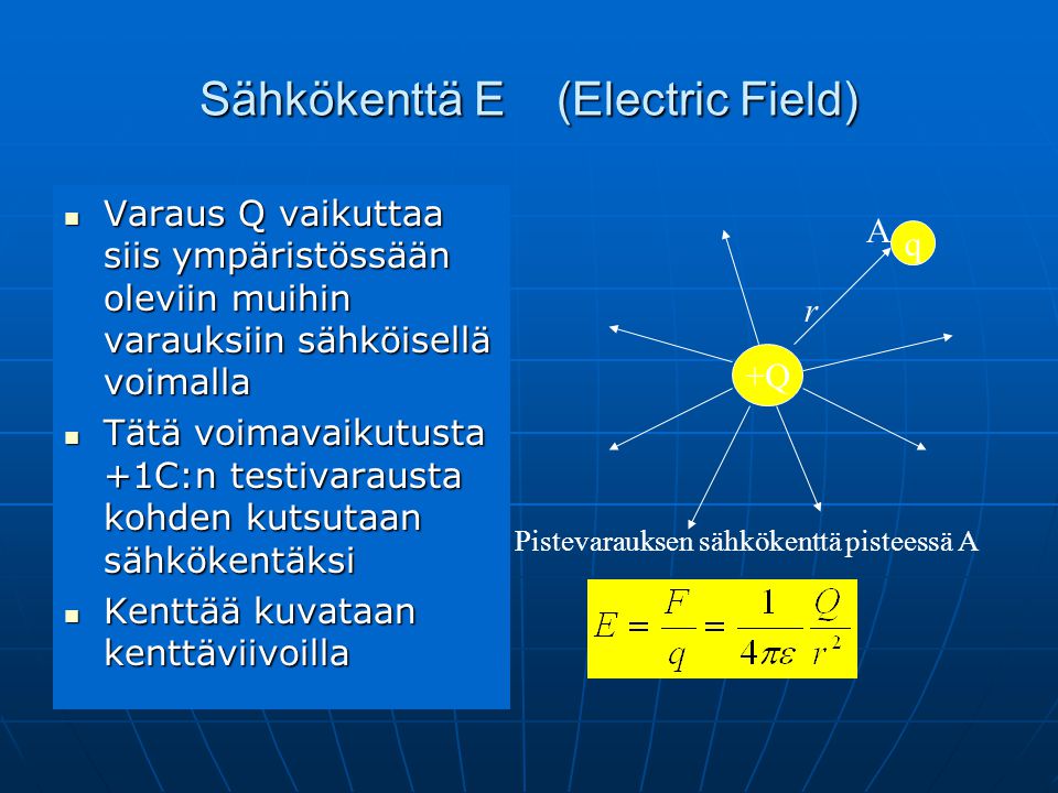 Sähkökenttä E (Electric Field)