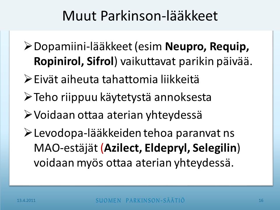 Muut Parkinson-lääkkeet