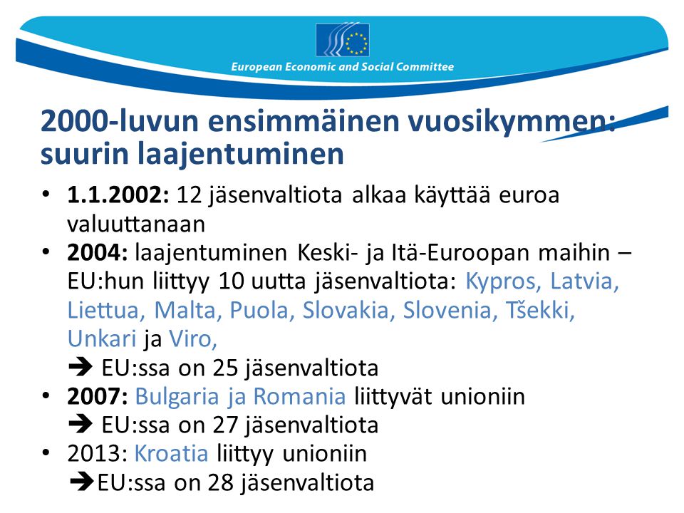 suurin laajentuminen : 12 jäsenvaltiota alkaa käyttää euroa valuuttanaan.