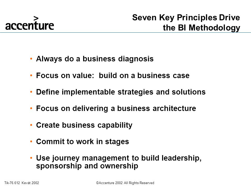 Seven Key Principles Drive the BI Methodology