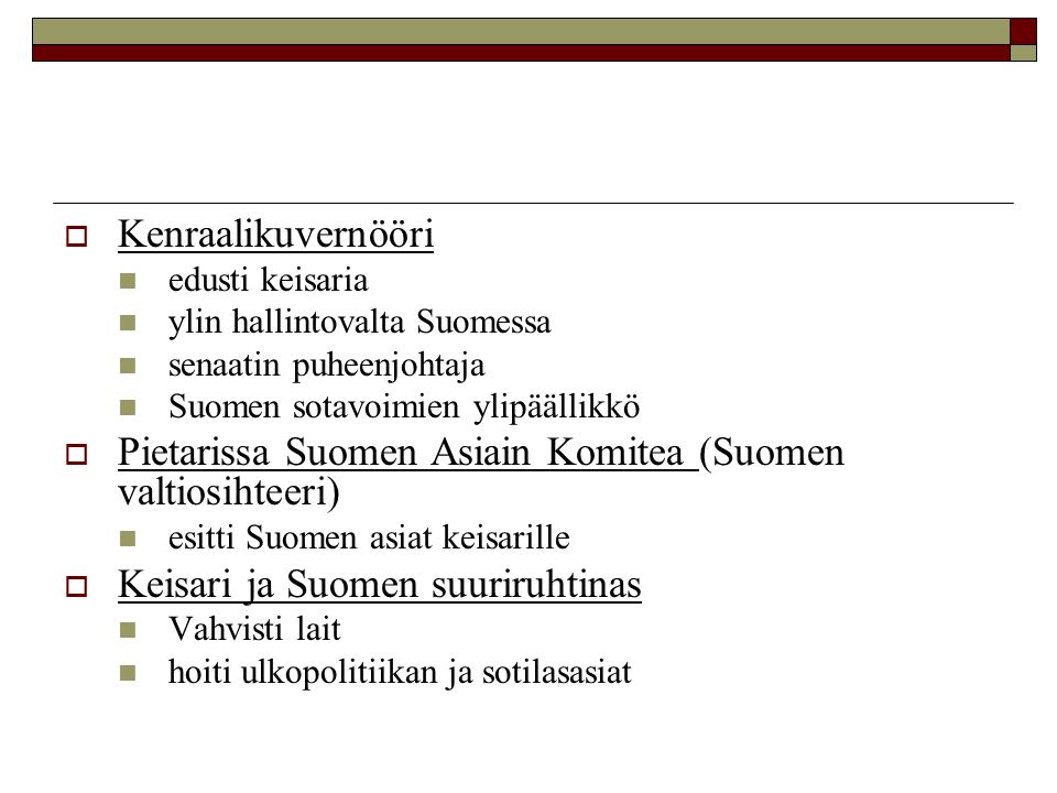 Pietarissa Suomen Asiain Komitea (Suomen valtiosihteeri)
