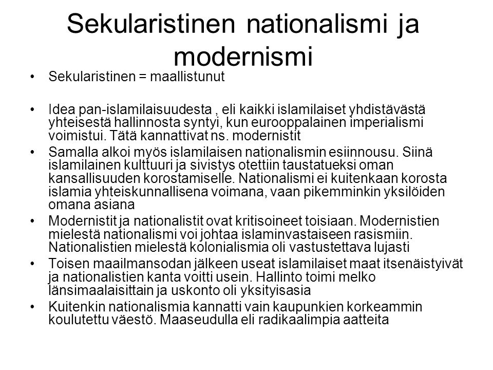 Sekularistinen nationalismi ja modernismi
