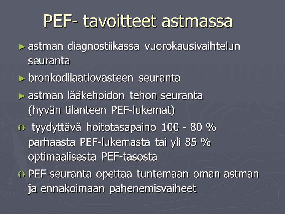 PEF- tavoitteet astmassa