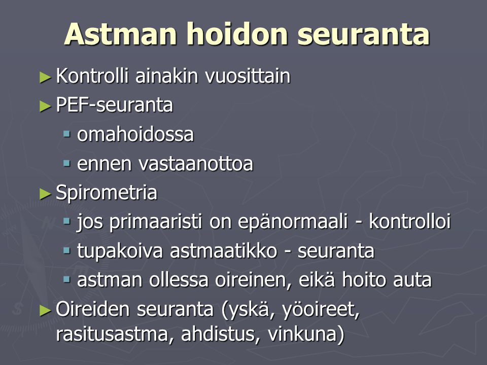 Astman hoidon seuranta