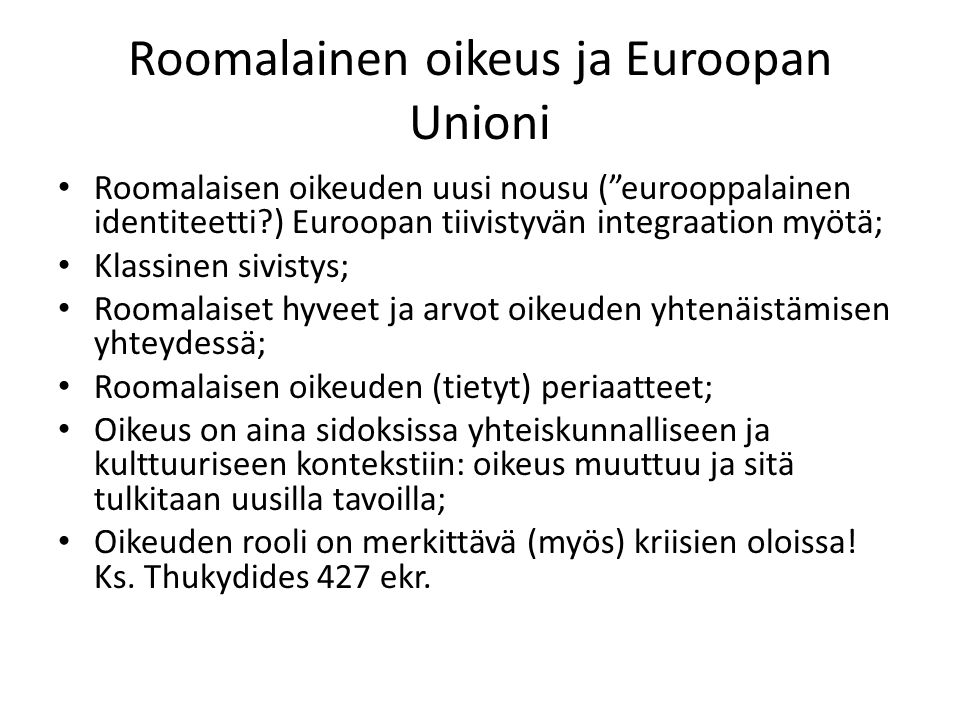 Roomalainen oikeus ja Euroopan Unioni