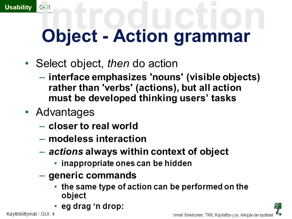 Object - Action grammar