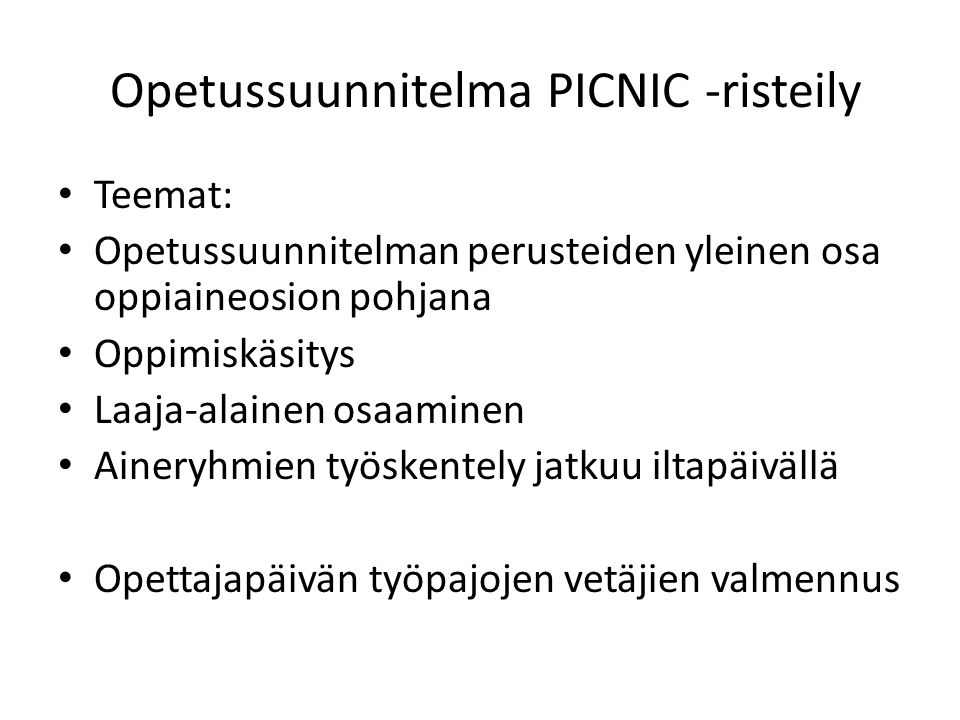 Opetussuunnitelma PICNIC -risteily