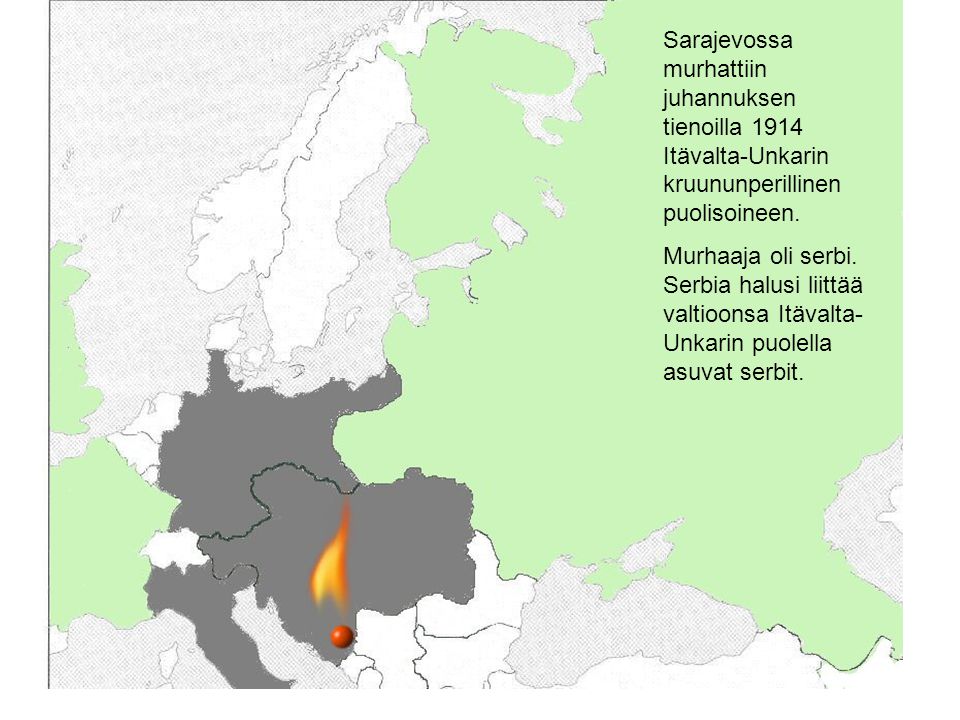 Sarajevossa murhattiin juhannuksen tienoilla 1914 Itävalta-Unkarin kruununperillinen puolisoineen.