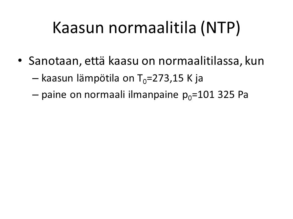 Kaasun normaalitila (NTP)