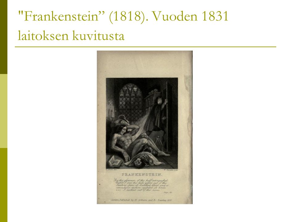 Frankenstein (1818). Vuoden 1831 laitoksen kuvitusta