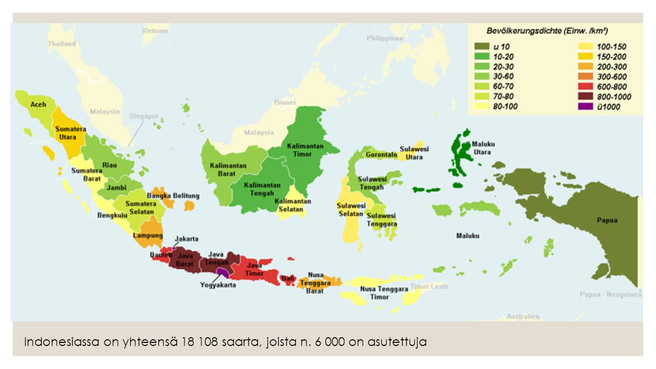 Indonesiassa on yhteensä saarta, joista n on asutettuja