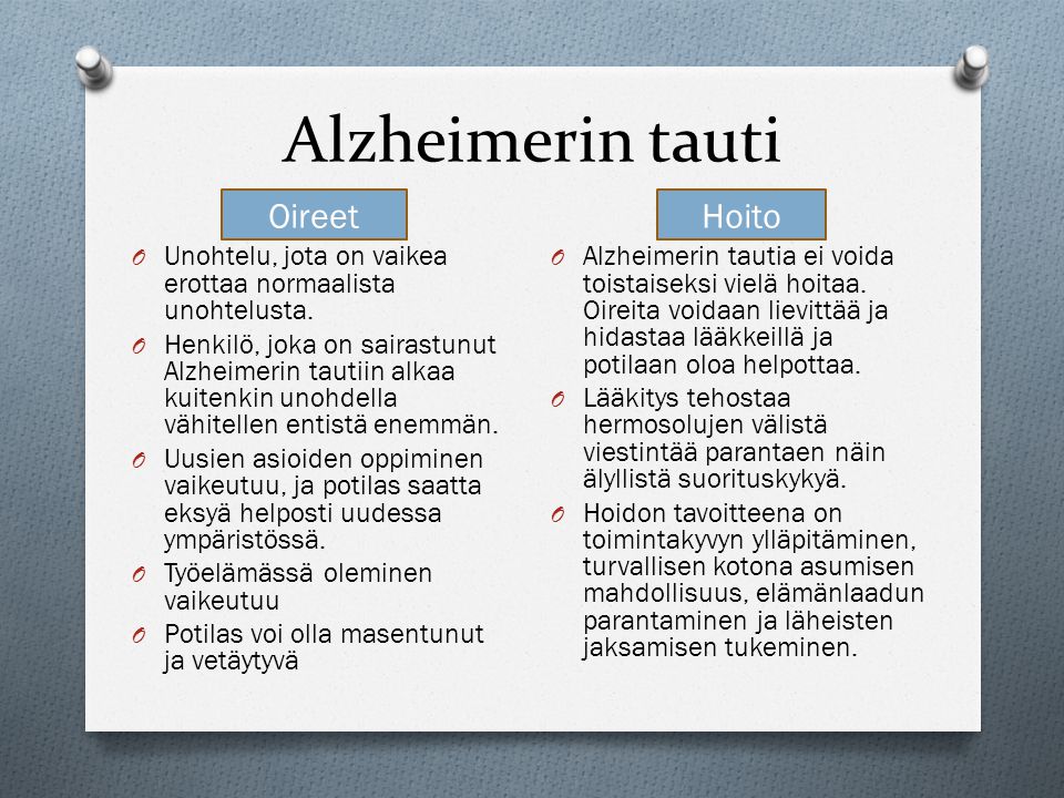 Alzheimerin tauti Oireet Hoito