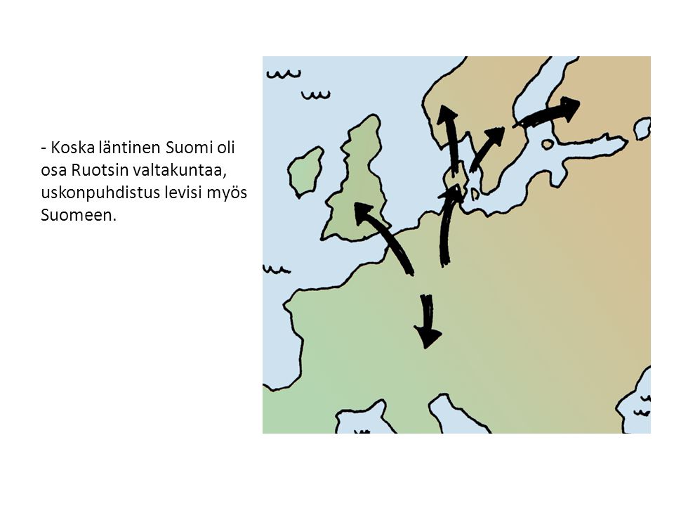 Koska läntinen Suomi oli osa Ruotsin valtakuntaa, uskonpuhdistus levisi myös Suomeen.