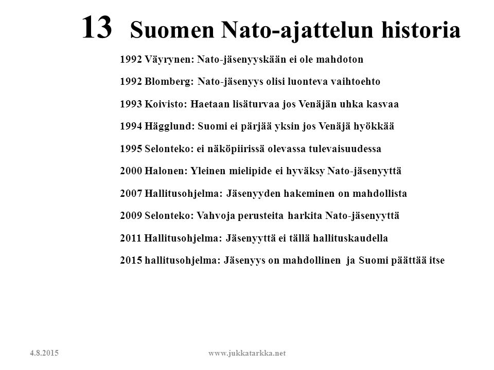 13 Suomen Nato-ajattelun historia