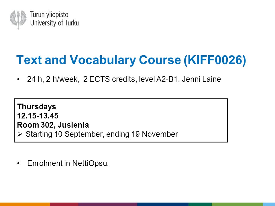 Text and Vocabulary Course (KIFF0026)